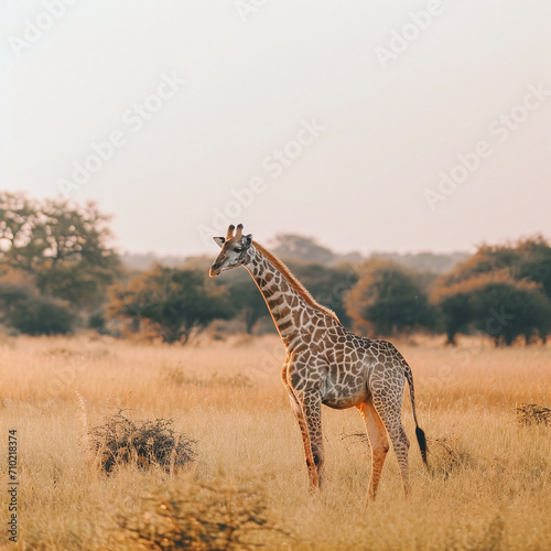 A giraffe in the African savanna.