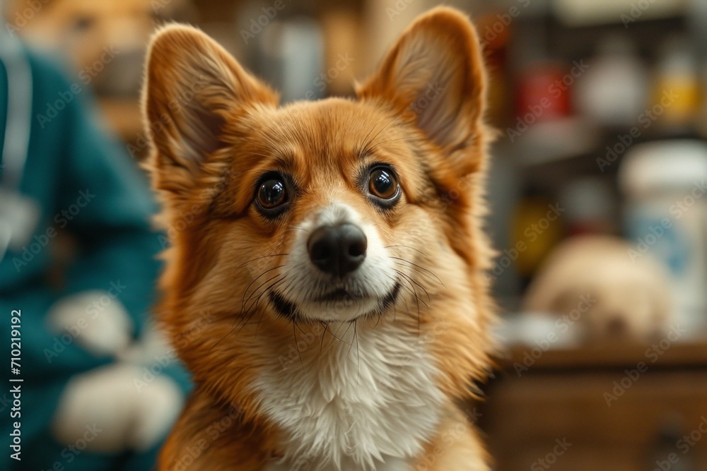 Dog up close at the vet created with Generative AI Technology, ai, generative Dog up close at the vet created with Generative AI Technology, ai, generative