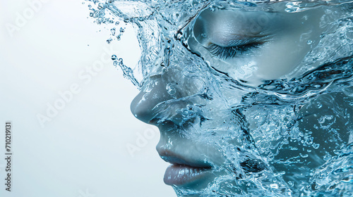 水の恵みを受ける美しい肌の女性の横顔 photo