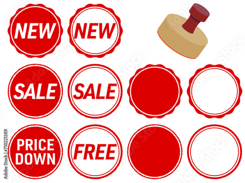 SALEやNEWの販促用スタンプセット