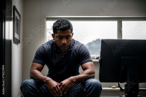 a depressed person sitting and about to give up from life due to difficult times due to a tough situation
