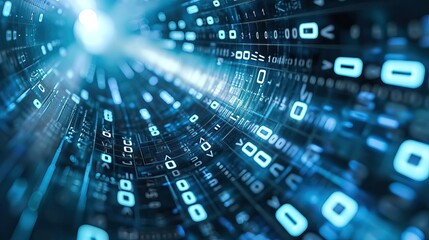 Abstract blue and black binary code background