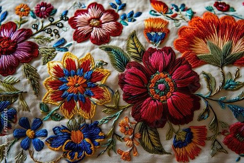 Colorful flowers embroidere...
