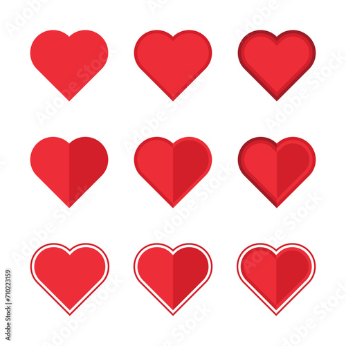 Vector red heart set   stylish love design elements