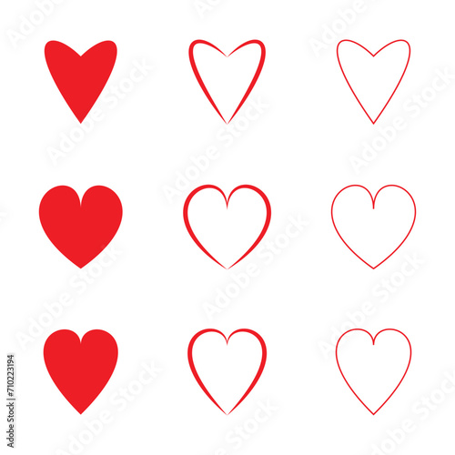 Vector red heart set & stylish love design elements