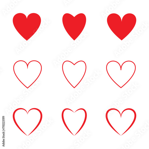 Vector red heart set & stylish love design elements