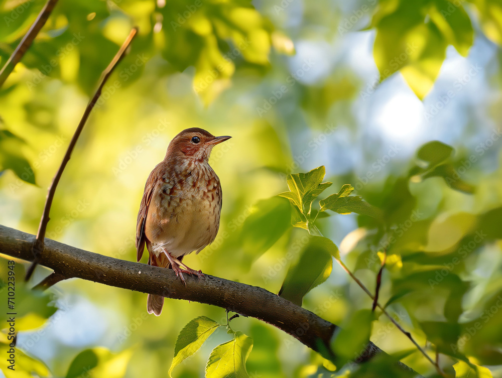 Ein Vogel sitzt auf einem Ast im Wald Ein Vogel sitzt auf einem Ast im Wald