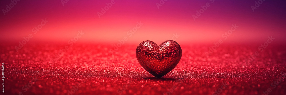 Valentine's day background with red heart - obrazy, fototapety, plakaty 
