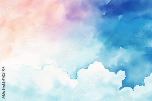 Abstract background of whimsical watercolor washes on white background. Watercolor colors overlapping with copy space.