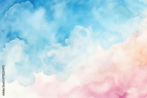 Abstract background of whimsical watercolor washes on white background. Watercolor colors overlapping with copy space.