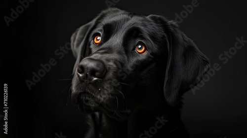Black Labrador Portrait on black background © HM Design