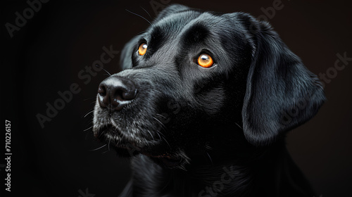 Black Labrador Portrait on black background © HM Design