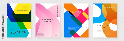 Colorful colourful vector abstract geometric business creative design cover. Minimalist simple colorful poster for banner, brochure, corporate, website, report, resume, and flyer photo