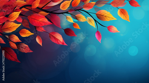 autumn banner with orange leaves on blue background