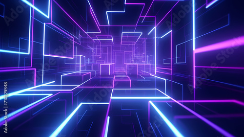 Abstract geometric lines background, technological lines background and light effects, 3D rendering