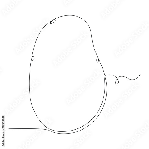One single line drawing of whole healthy organic potatoes for farm logo identity. Fresh root vegetable concept for edible plant icon. Modern continuous line draw design vector graphic illustration