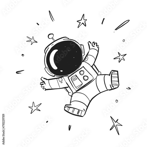 Astronaut floating doodle