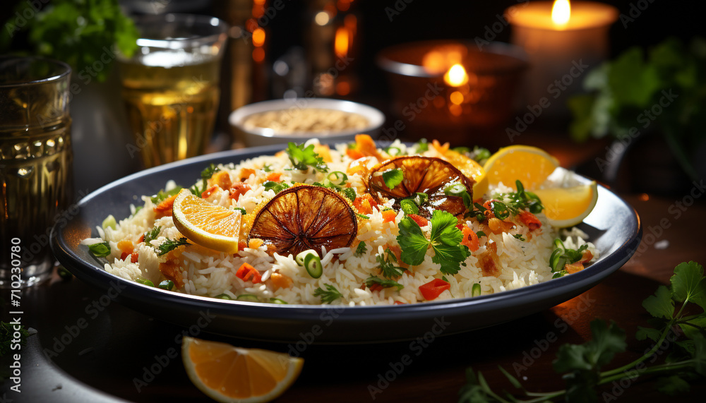 Freshness and gourmet meal with grilled seafood generated by AI Freshness and gourmet meal with grilled seafood generated by AI