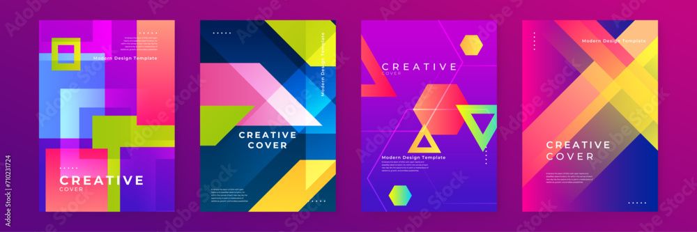 Colorful colourful vector abstract minimalist and modern shapes creative design cover. Colorful gradient geometric design for poster, banner, brochure, leaflet, cover, magazine, or flyer.
