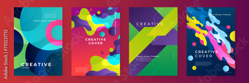Colorful colourful modern vector abstract creative design shapes covers. Colorful gradient geometric design for poster, banner, brochure, leaflet, cover, magazine, or flyer. photo