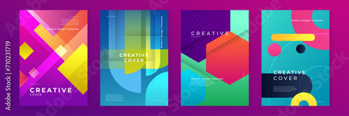 Colorful colourful vector abstract creative design covers concept. Colorful gradient geometric design for poster, banner, brochure, leaflet, cover, magazine, or flyer. photo