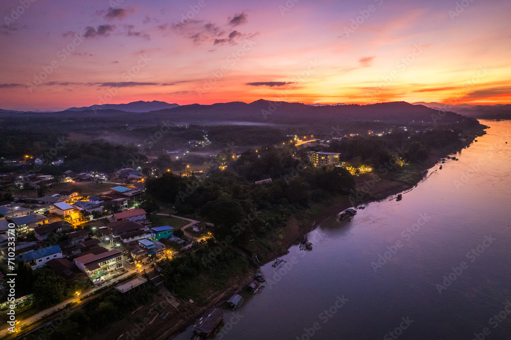 Chiang Khan view at sunset in Loei, Thailand