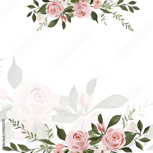 Pink and white modern background watercolor invitation with floral and flower. Flower watercolor square background for social media post feed template