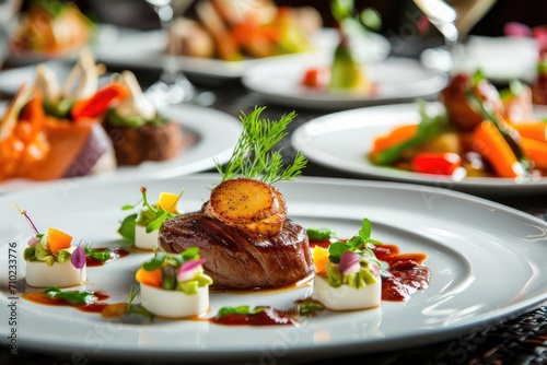 Fototapeta Naklejka Na Ścianę i Meble -  An assortment of gourmet dishes beautifully presented