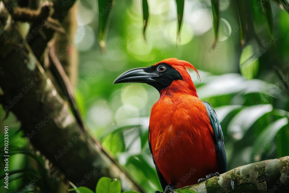 Fototapeta premium Exotic tropical bird in a lush rainforest