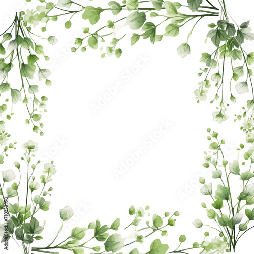 White and green elegant watercolor background with flora and flower. Flower watercolor square background for social media post feed template