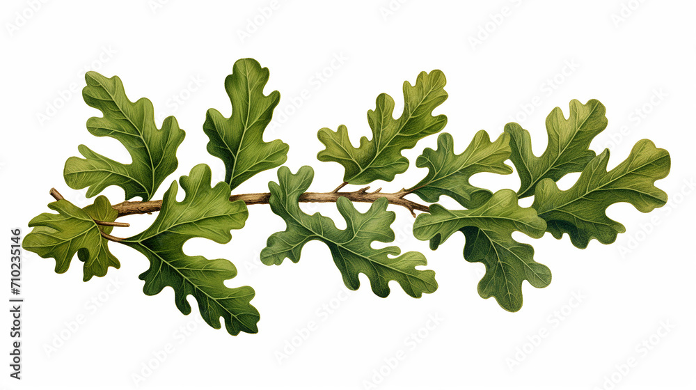 fresh oak leaves illustration on white isolated background fresh oak leaves illustration on white isolated background
