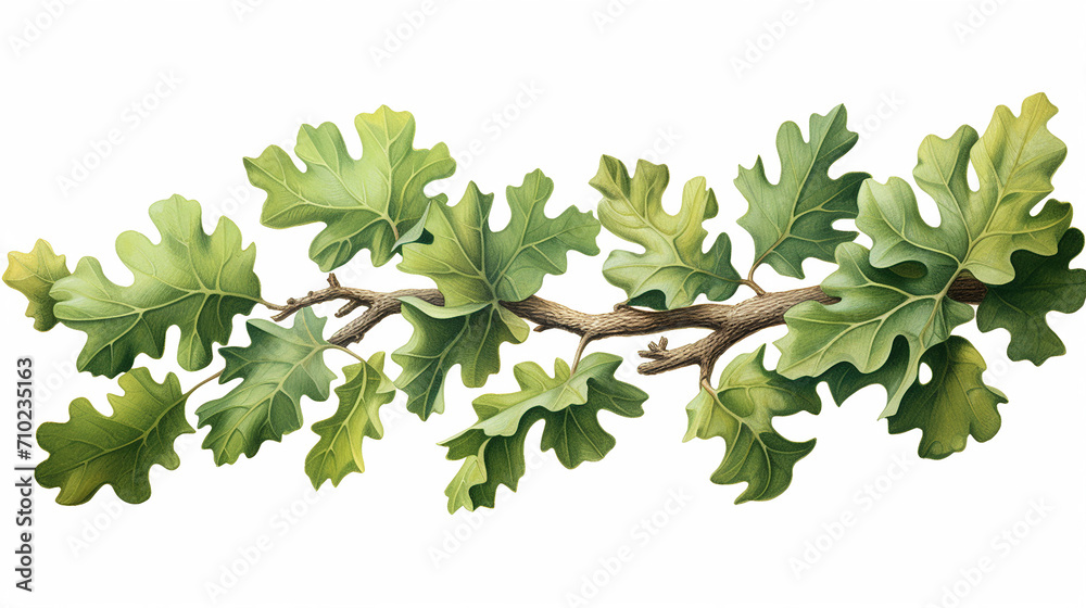 oak leaves illustration on white isolated background oak leaves illustration on white isolated background