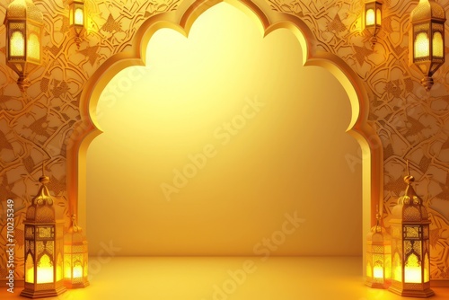 A Beautiful Background Islamic Patterns and Lanterns
