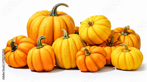 yellow pumpkin illustration on white isolated background