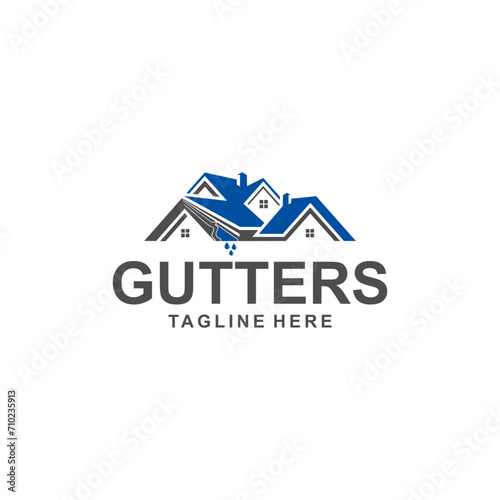 House roof gutter logo vector, company logo example, simple illustration  vector design, waterproof isolated on white background