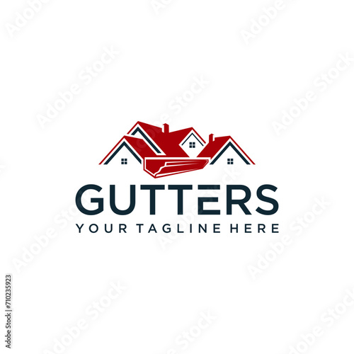 House roof gutter logo vector, company logo example, simple illustration  vector design, waterproof isolated on white background