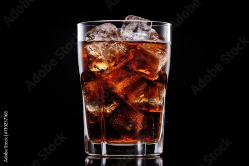 Ice cold soda in a glass separated on white