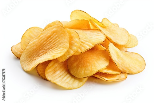 Isolated potato chips on white
