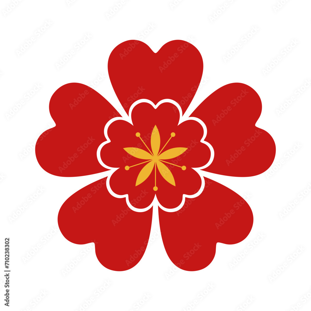 Flat chinese flower decoration. Abstract flower with oriental style Flat chinese flower decoration. Abstract flower with oriental style