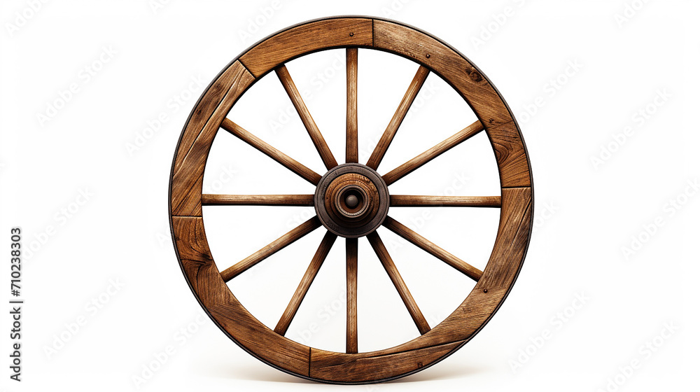 Rustic Wagon Wheel illustration on white isolated background