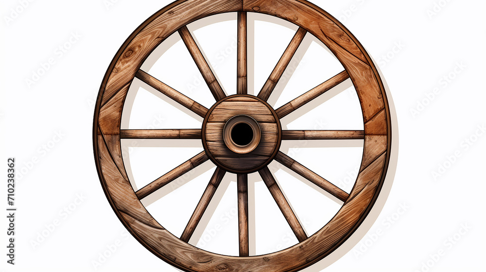 Rustic Wagon Wheel illustration on white isolated background