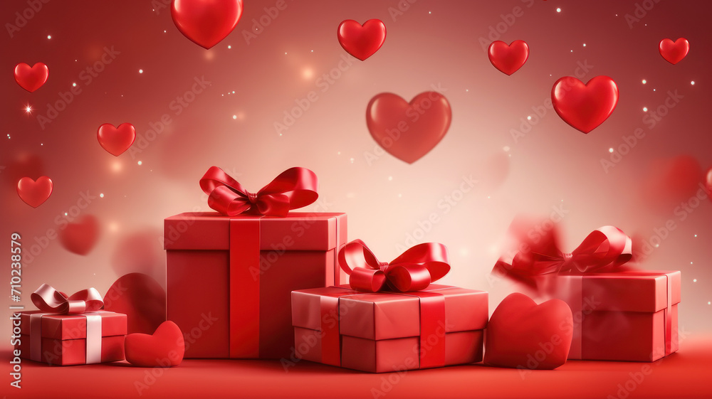 Valentine's day design. Realistic red gifts boxes Valentine's day design. Realistic red gifts boxes