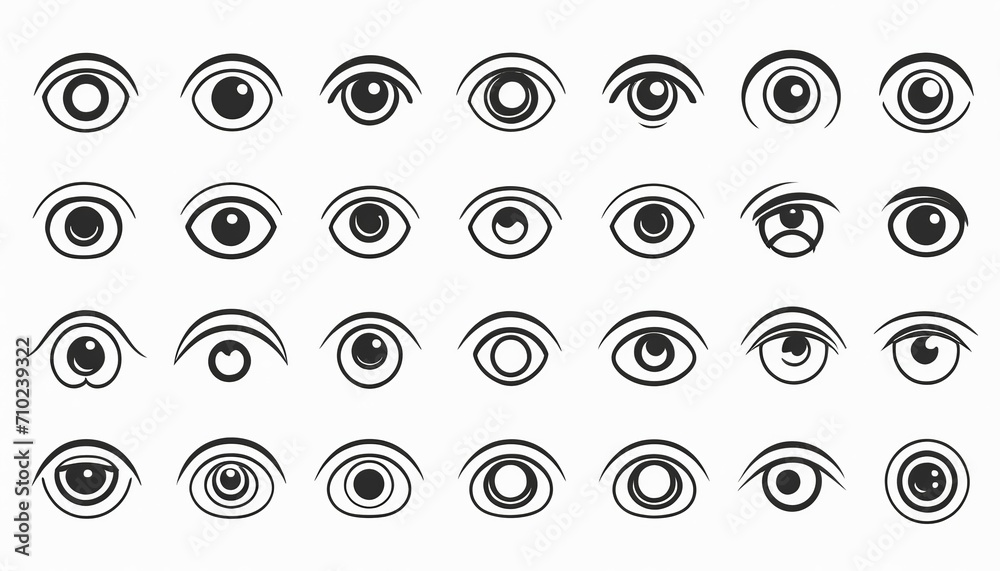 Eye Line Icon Set: A Vector Illustration for Your Designs Eye Line Icon Set: A Vector Illustration for Your Designs