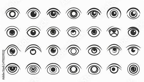 Eye Line Icon Set: A Vector Illustration for Your Designs