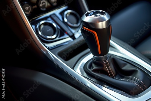 Modern car s automatic gear lever detail