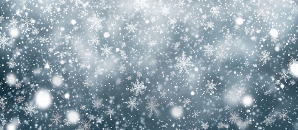 Falling snowflakes on a transparent backdrop, creating a winter snowfall effect. Realistic snowstorm or blizzard backdrop for Christmas holidays.