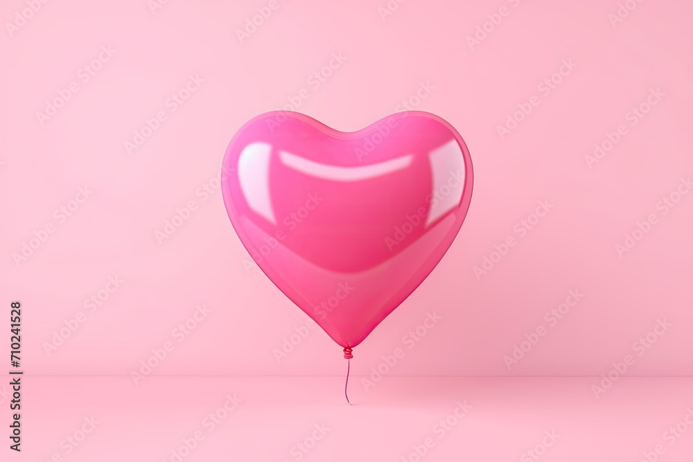 Minimal idea concept Pink balloon heart shape on pink background Minimal idea concept Pink balloon heart shape on pink background