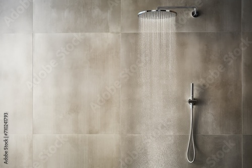Modern bathroom with wall background and a shower head