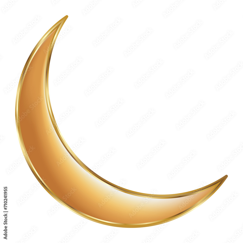 crescent moon in gold color on transparent background crescent moon in gold color on transparent background