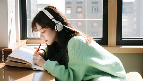 girl listening to a song